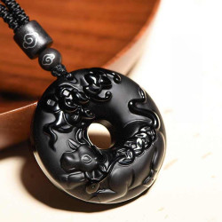 Obsidian & Sandalwood Zodiac Pendant Necklace Obsidian & Sandalwood Zodiac Pendant Necklace