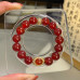 Natural Red Agate Bracelet, 12mm South-Red Tones Beaded Strand, Vintage Statement Jewelry for Women