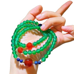 Natural Lapis Lazuli Carnelian Red Agate Multi-Wrap Bracelet