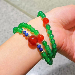 Natural Lapis Lazuli Carnelian Red Agate Multi-Wrap Bracelet