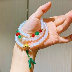Designer Natural Carnelian Jade Multi-Wrap Bracelet Designer Natural Carnelian Jade Multi-Wrap Bracelet