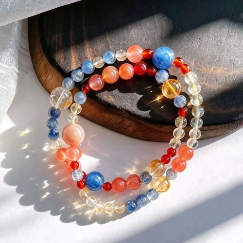 Designer High Quality Natural Citrine Carnelian Kyanite Multi-Wrap Bracelet Designer High Quality Natural Citrine Carnelian Kyanite Multi-Wrap Bracelet