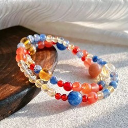 Designer High Quality Natural Citrine Carnelian Kyanite Multi-Wrap Bracelet Designer High Quality Natural Citrine Carnelian Kyanite Multi-Wrap Bracelet