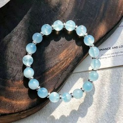 Designer Natural Aquamarine 9mm Bracelet