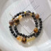 Vintage High Quality Natural Tiger's Eye Smoky Quartz Silver Obsidian Multi-Wrap Bracelet