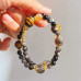 Vintage High Quality Natural Tiger's Eye Smoky Quartz Silver Obsidian Multi-Wrap Bracelet