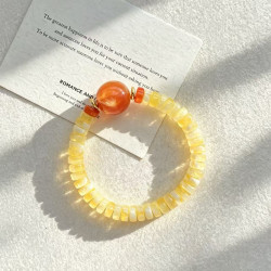 Premium Artistic Mala Amber Simulated Amber Bracelet