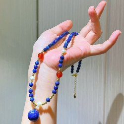Vintage Premium Lapis Lazuli Red Chalcedony Chalcedony Pearl Jade Necklace Vintage Premium Lapis Lazuli Red Chalcedony Chalcedony Pearl Jade Necklace