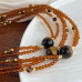 Vintage Oriental Designer Maillard Tiger's Eye Simulated Fanta Garnet Clavicle Necklace