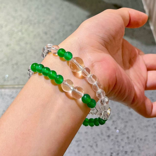Natural Clear Quartz Green Chalcedony Multi Wrap Bracelet