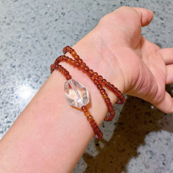 Natural Orange Garnet Clear Quartz Multi Wrap Beaded Bracelet Natural Orange Garnet Clear Quartz Multi Wrap Beaded Bracelet