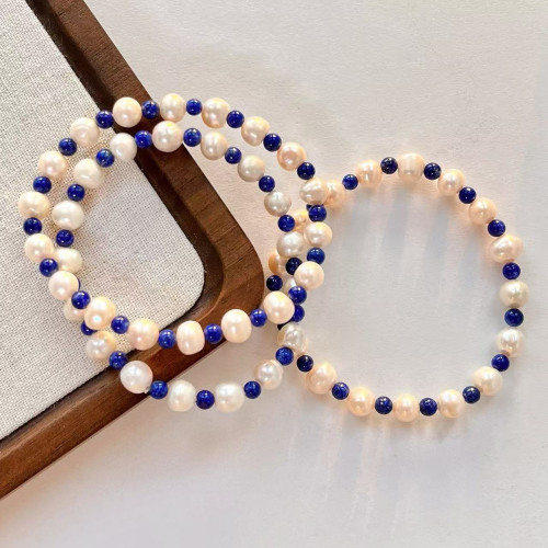 Vintage Oriental Lapis Lazuli Pearl Bracelet Vintage Oriental Lapis Lazuli Pearl Bracelet