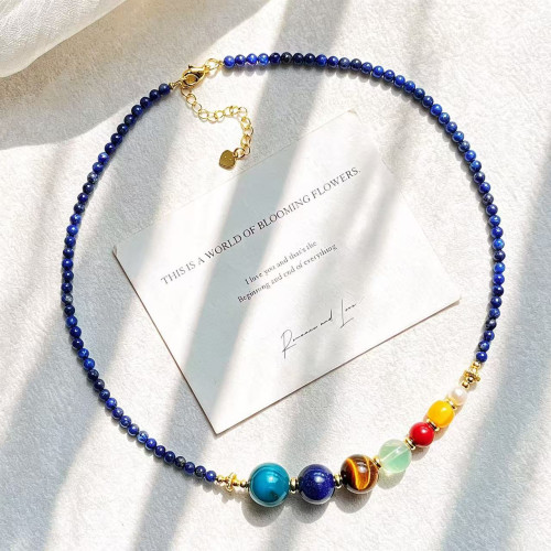 Vintage Designer Premium Lapis Lazuli Tiger's Eye Pearl Necklace Vintage Designer Premium Lapis Lazuli Tiger's Eye Pearl Necklace