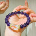 Natural Amethyst & White Quartz Designer Bracelet, 10mm Grape-Purple Crystal Beaded Bracelet for Women Natural Amethyst & White Quartz Designer Bracelet, 10mm Grape-Purple Crystal Beaded Bracelet for Women