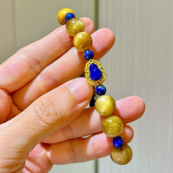 Natural Tiger Eye Lapis Lazuli Designer Beaded Bracelet