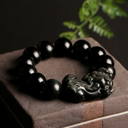 Rainbow Eye Obsidian Pixiu Bracelet 16mm Mens Natural Stone Beads Rainbow Eye Obsidian Pixiu Bracelet 16mm Mens Natural Stone Beads