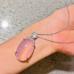 Natural Ice-Pink Chalcedony Oval Pendant Necklace, Minimalist Elegant Jewelry Natural Ice-Pink Chalcedony Oval Pendant Necklace, Minimalist Elegant Jewelry