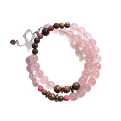 Vintage Premium Rose Quartz Agarwood Wood Necklace Vintage Premium Rose Quartz Agarwood Wood Necklace
