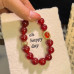 Natural Red Agate Bracelet, 12mm South-Red Tones Beaded Strand, Vintage Statement Jewelry for Women