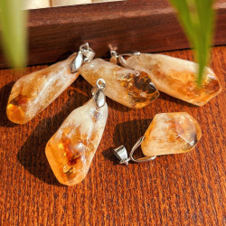 Vintage Style Natural Citrine Raw Stone Pendant