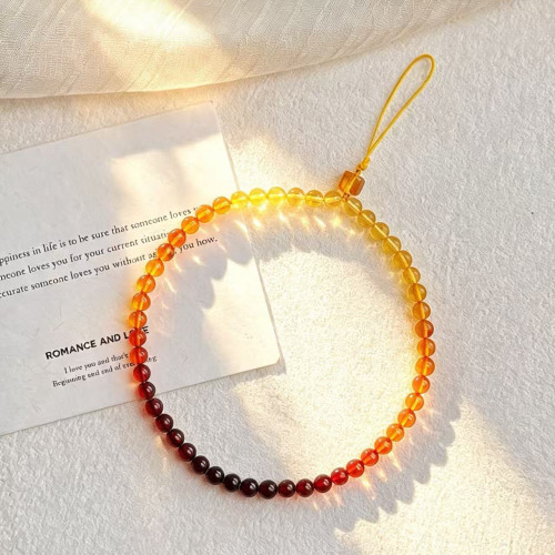 Natural Honey Amber Blood Amber Beaded Phone Chain Bracelet Natural Honey Amber Blood Amber Beaded Phone Chain Bracelet