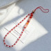 Natural Clear Quartz Carnelian Beaded Phone Lanyard Strap Natural Clear Quartz Carnelian Beaded Phone Lanyard Strap