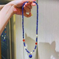 Vintage Premium Lapis Lazuli Red Chalcedony Chalcedony Pearl Jade Necklace Vintage Premium Lapis Lazuli Red Chalcedony Chalcedony Pearl Jade Necklace
