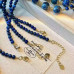 Vintage Oriental Lapis Lazuli Clear Quartz Clavicle Necklace Vintage Oriental Lapis Lazuli Clear Quartz Clavicle Necklace