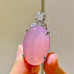 Natural Ice-Pink Chalcedony Oval Pendant Necklace, Minimalist Elegant Jewelry Natural Ice-Pink Chalcedony Oval Pendant Necklace, Minimalist Elegant Jewelry