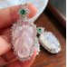 Natural White Chalcedony Agate Leaf Pendant Necklace, Vintage Botanical Jewelry Natural White Chalcedony Agate Leaf Pendant Necklace, Vintage Botanical Jewelry