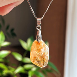 Vintage Style Natural Citrine Raw Stone Pendant
