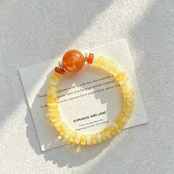 Premium Artistic Mala Amber Simulated Amber Bracelet
