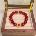 Natural Red Agate Bracelet, 12mm South-Red Tones Beaded Strand, Vintage Statement Jewelry for Women