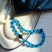 Natural Blue Chalcedony Black Onyx Beaded Phone Lanyard Strap Natural Blue Chalcedony Black Onyx Beaded Phone Lanyard Strap