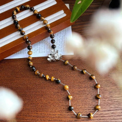Premium Dainty Maillard High Quality Natural Tiger's Eye Sweater Chain Necklace Premium Dainty Maillard High Quality Natural Tiger's Eye Sweater Chain Necklace