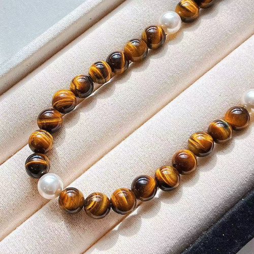 Vintage Fine Tiger's Eye Pearl Necklace