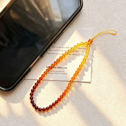 Natural Honey Amber Blood Amber Beaded Phone Chain Bracelet Natural Honey Amber Blood Amber Beaded Phone Chain Bracelet