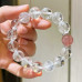 Designer Natural Clear Quartz Strawberry Quartz Large Bead 12mm Bracelet Designer Natural Clear Quartz Strawberry Quartz Large Bead 12mm Bracelet