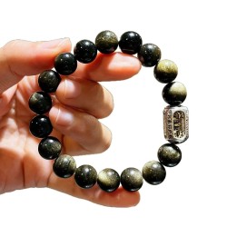 Natural Golden Obsidian Prayer Wheel Women 10mm Bracelet