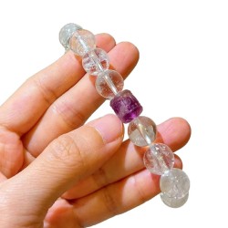 Designer Natural Clear Quartz Fluorite Greek Key 10mm Bracelet Designer Natural Clear Quartz Fluorite Greek Key 10mm Bracelet