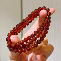 Fanta Orange Natural Garnet Multi-Wrap 6mm Bracelet