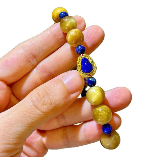 Designer Natural Lapis Lazuli Tiger's Eye Bracelet Designer Natural Lapis Lazuli Tiger's Eye Bracelet