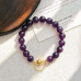 Natural Amethyst Bubble Beaded Bracelet, 10mm Grape Purple Gemstone Bracelet for Women Natural Amethyst Bubble Beaded Bracelet, 10mm Grape Purple Gemstone Bracelet for Women