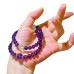 Vintage Designer Natural Amethyst Clear Quartz Multi-Wrap Bracelet