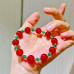 Carnelian & Green Chalcedony Bracelet, Two-Tone Natural Gemstone Strand, Vintage Handcrafted