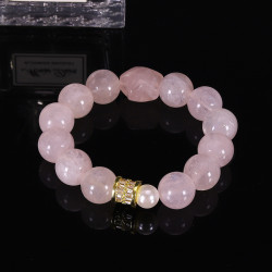 Natural Rose Quartz Bracelet, Fairy-Tone Pink Crystal Beaded Strand, Everyday Charm Jewelry for Women