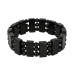 Natural Black Tourmaline Cuff Bracelet, Handwoven Wide Bar Bangle with Fine Beads, Unisex Minimalist Statement