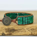 Natural Malachite Bar Bracelet, Handwoven Bohemian Gemstone Chain, Unisex Statement Piece Natural Malachite Bar Bracelet, Handwoven Bohemian Gemstone Chain, Unisex Statement Piece
