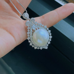 Large 15-16mm Pearl-Style Drop Pendant Necklace, Australian White Pearl Look, Statement Jewelry Large 15-16mm Pearl-Style Drop Pendant Necklace, Australian White Pearl Look, Statement Jewelry