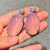 Natural Ice-Pink Chalcedony Oval Pendant Necklace, Minimalist Elegant Jewelry Natural Ice-Pink Chalcedony Oval Pendant Necklace, Minimalist Elegant Jewelry